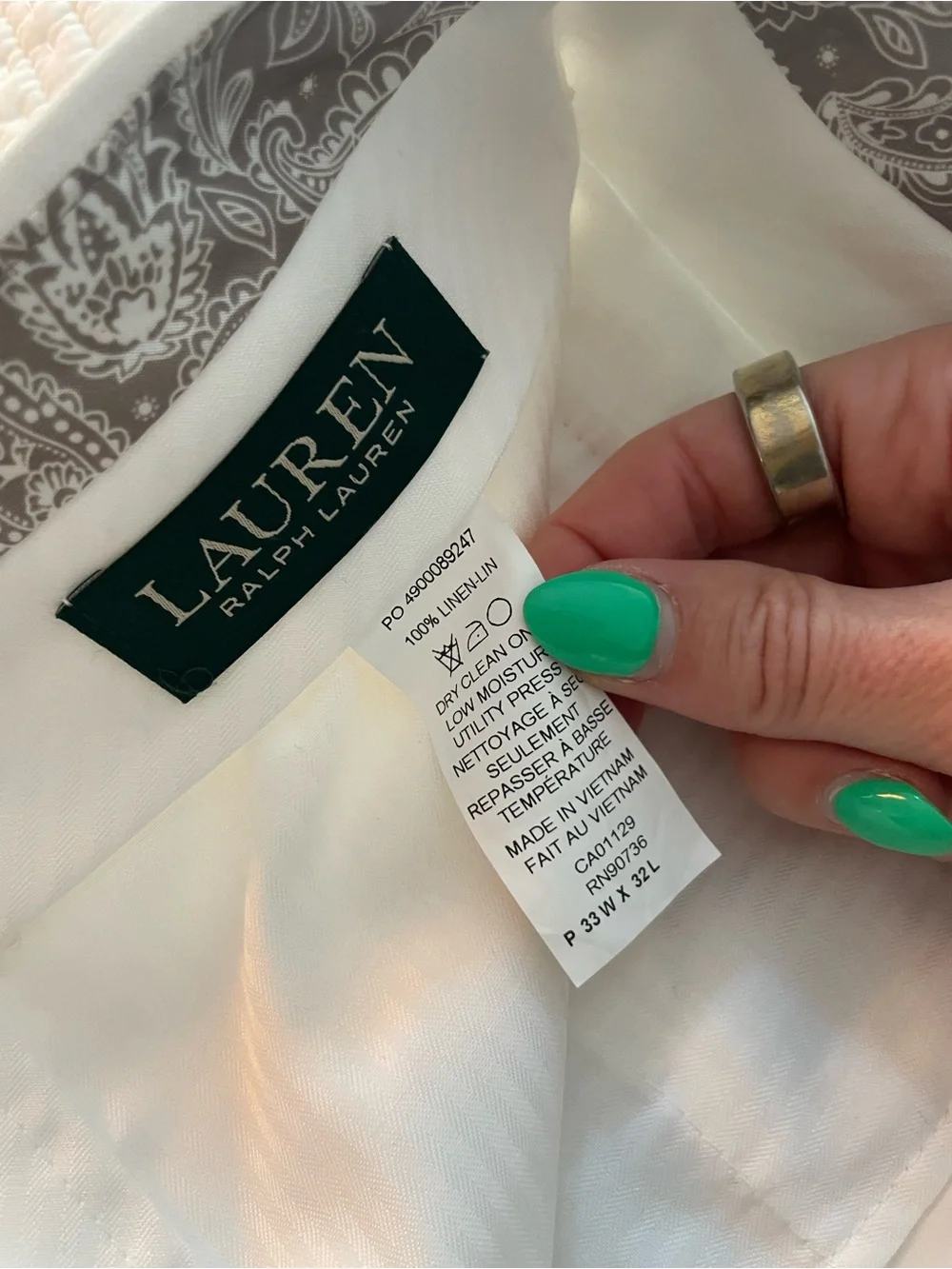Ralph Lauren White Linen Trousers